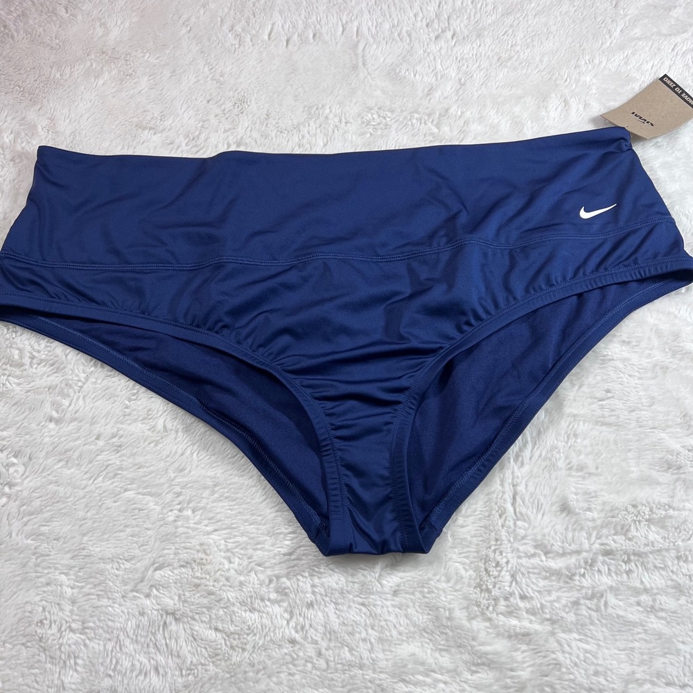 Nike Women's Swim High Waist Bikini Bottoms Navy Blue NESSA276 Plus Size 3X NEW - Picture 4 of 14